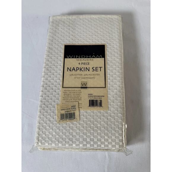 Windham Weaver NATURAL PRINTED DAMASK NAPKINS 4Pk Ivory Special Occasion 85-17 - Picture 1 of 5
